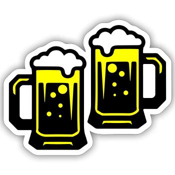 Bier Prost Symbol - Sticker Größe S (10 x 10 cm) - Mattweiß - Vorne