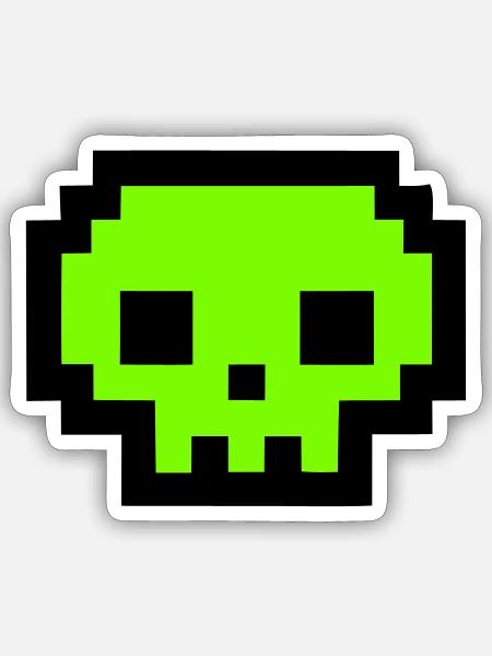Gruener Pixel Totenkopf Icon - Sticker Größe S (10 x 10 cm) - Mattweiß