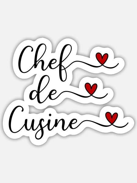 Koch - Chef de Cuisine - Sticker Größe S (10 x 10 cm) - Mattweiß