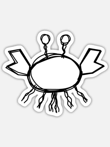 Krabbe handgezeichnet - Sticker Größe S (10 x 10 cm) - Mattweiß