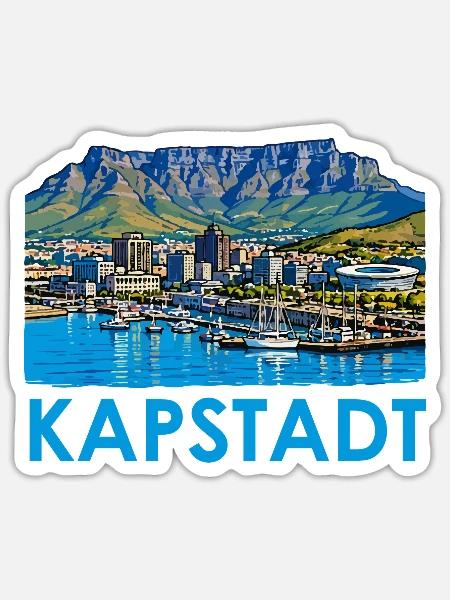 Kapstadt Hafenstadt Skyline - Sticker Größe S (10 x 10 cm) - Mattweiß