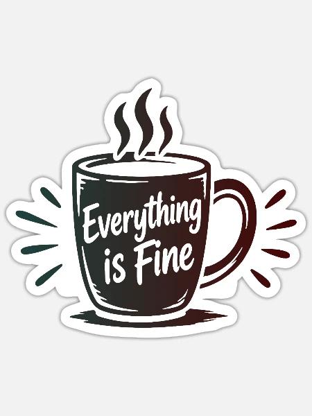 EVERYTHING IS FINE Büro Spruch - Sticker Größe S (10 x 10 cm) - Mattweiß