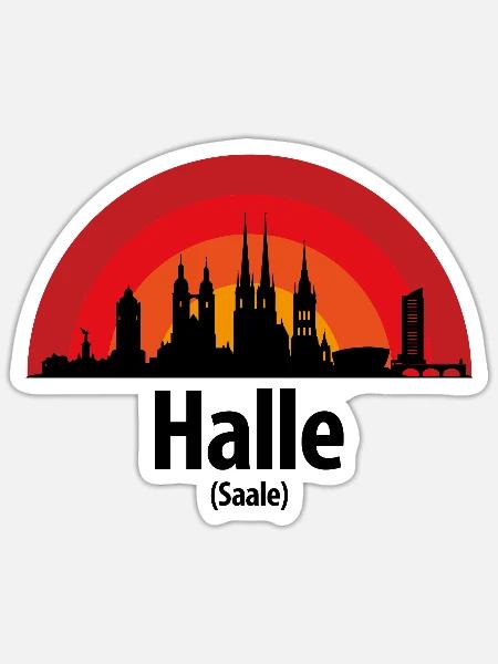 Halle Saale Skyline - Sticker Größe S (10 x 10 cm) - Mattweiß