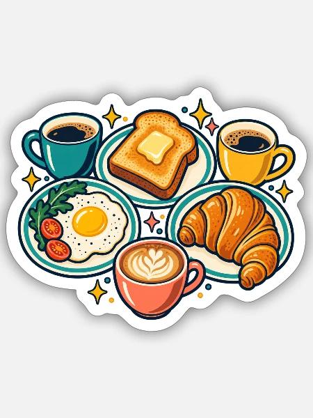 Frühstücksclub – Gemeinsam startet es besser - Sticker Größe S (10 x 10 cm) - Mattweiß