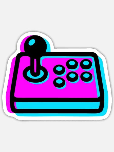 Pinker Arcade Stick Glitch Icon - Sticker Größe S (10 x 10 cm) - Mattweiß