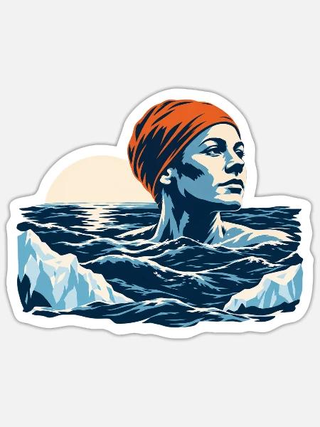 Eisbaden Winterruhe - Sticker Größe S (10 x 10 cm) - Mattweiß
