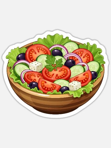 Frischer Tomaten Salat Cartoon - Sticker Größe S (10 x 10 cm) - Mattweiß