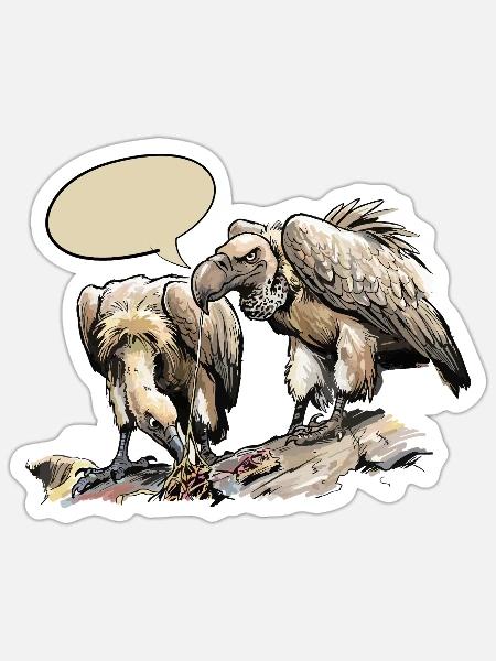 Zwei Geier auf Steinigem Grund - Sticker Größe S (10 x 10 cm) - Mattweiß