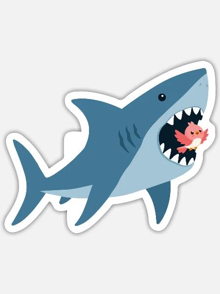 Hai - Sticker Größe S (10 x 10 cm) - Mattweiß