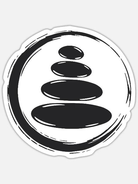 Zen Steine Balance - Sticker Größe S (10 x 10 cm) - Mattweiß