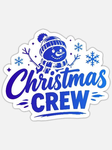 Christmas Crew Schneemann - Sticker Größe S (10 x 10 cm) - Mattweiß