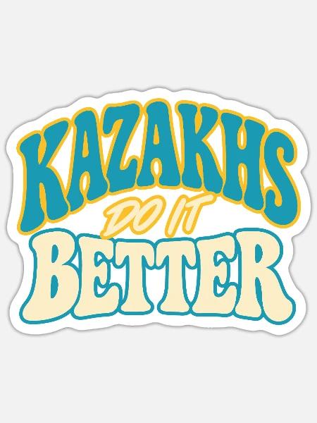 Kasachen Stolz mit Kulturmotiv - Sticker Größe S (10 x 10 cm) - Mattweiß