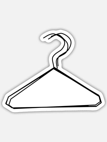 Kleiderbügel handgezeichnet - Sticker Größe S (10 x 10 cm) - Mattweiß