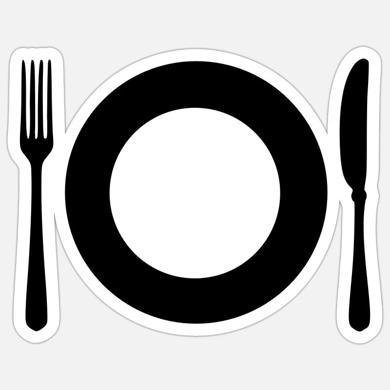 Besteck - Restaurant - Sticker Größe S (10 x 10 cm) - Mattweiß