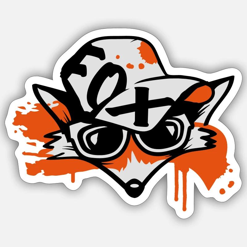 Fuchs mit Baseballkappe - Sticker Größe S (10 x 10 cm) - Mattweiß