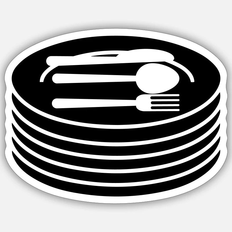 Geschirr Teller Besteck Sticker Größe S (10 x 10 cm)