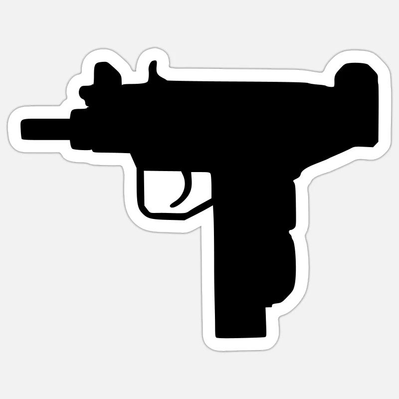 Arme - uzi - Sticker taille S (10 x 10 cm) - blanc mat