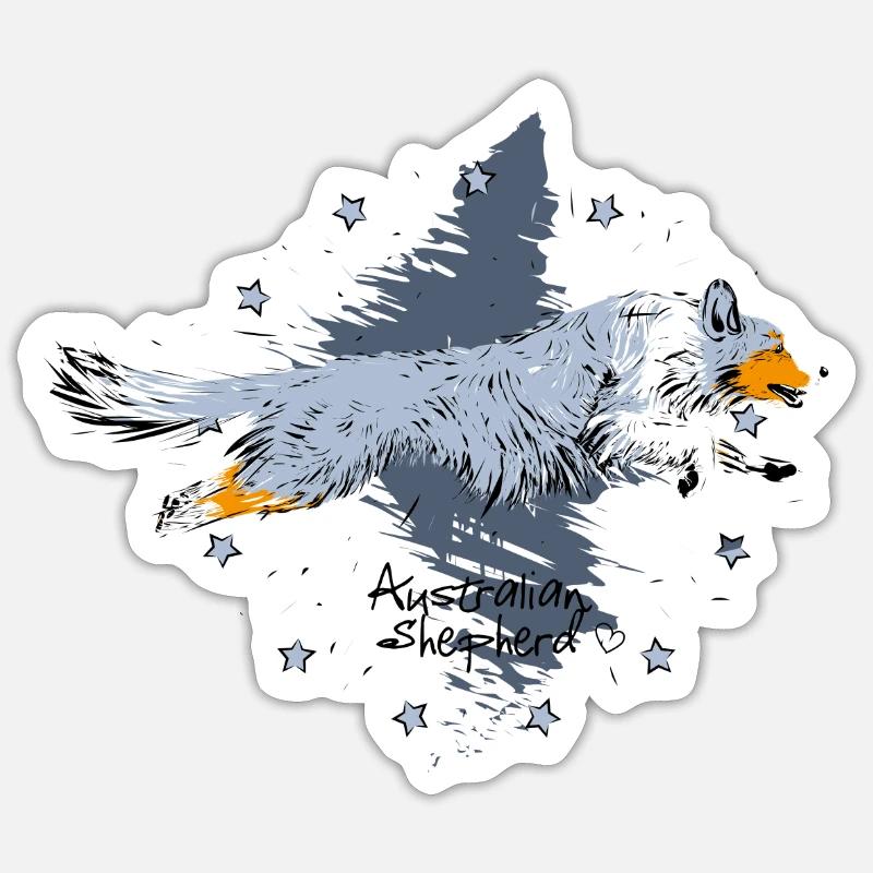 Aussie, blue merle - Sticker Größe S (10 x 10 cm) - Mattweiß
