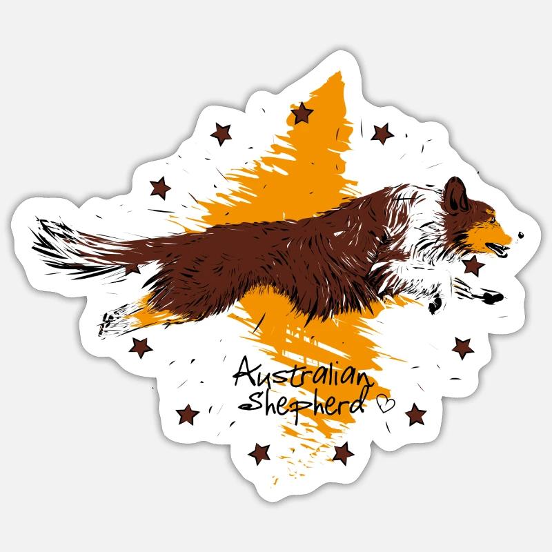 Australian Shepherd, red tri - Sticker Größe S (10 x 10 cm) - Mattweiß