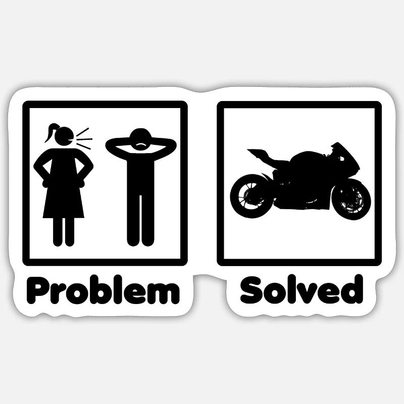 problem solved motorcycle bike Sticker size S (10 x 10 cm)