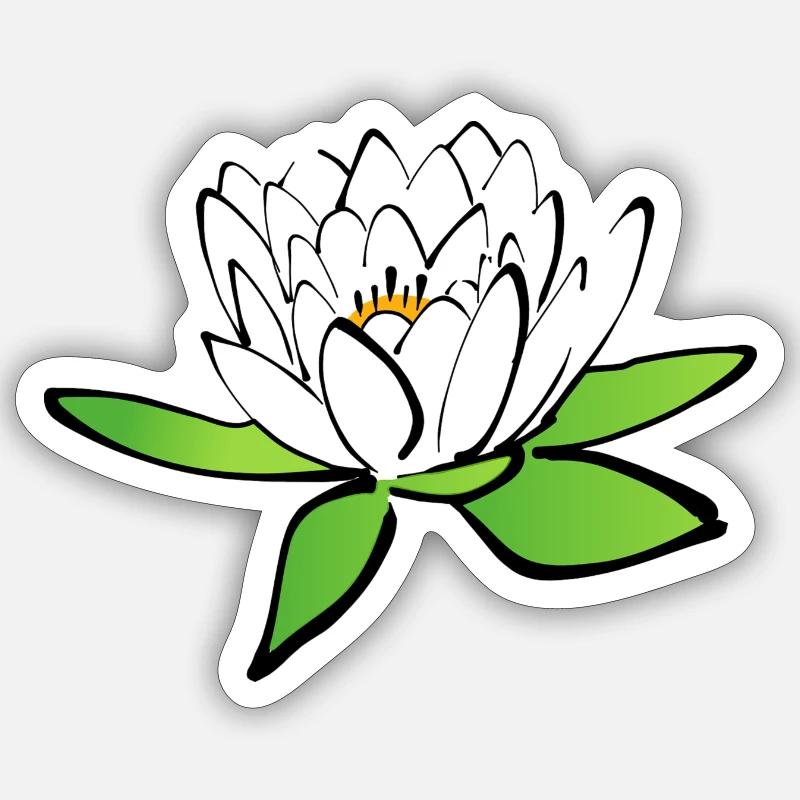 fleur de lotus - Sticker taille S (10 x 10 cm) - blanc mat
