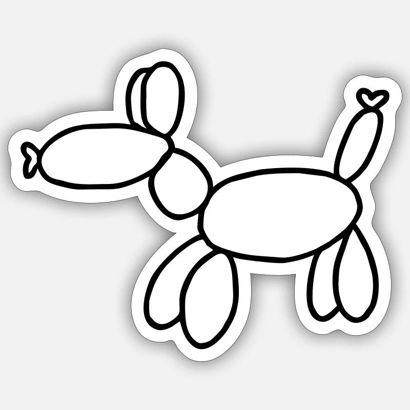 Luftballon Hund - Sticker Größe S (10 x 10 cm) - Mattweiß