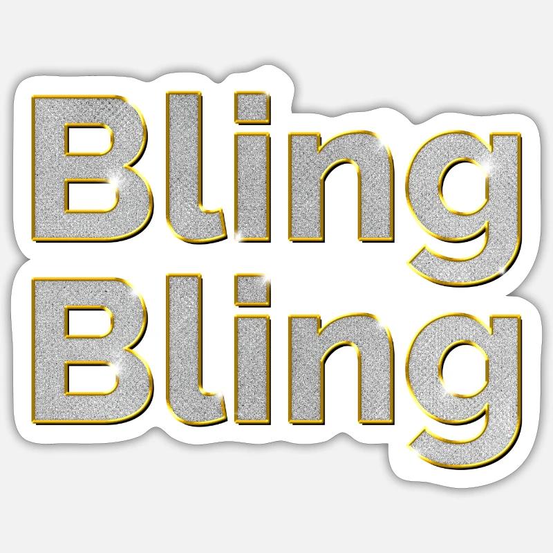 bling bling - Sticker taille S (10 x 10 cm) - blanc mat
