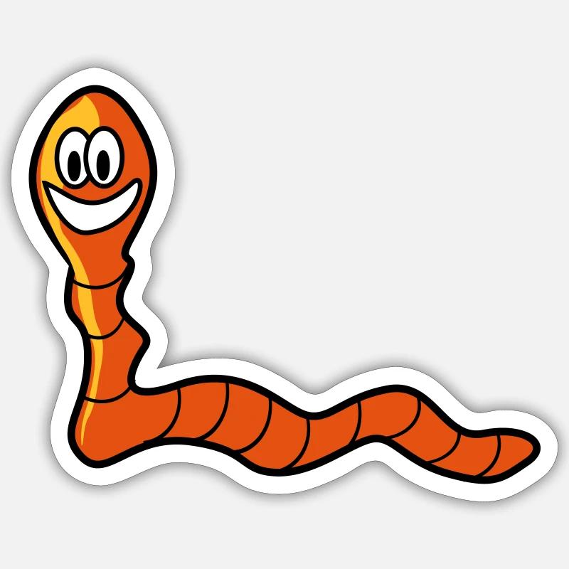 Regenwurm Wurm Sticker Größe S (10 x 10 cm)
