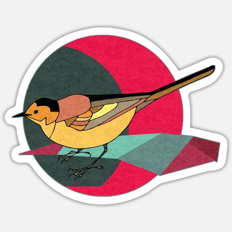 Oiseau coloré - Sticker taille S (10 x 10 cm) - blanc mat