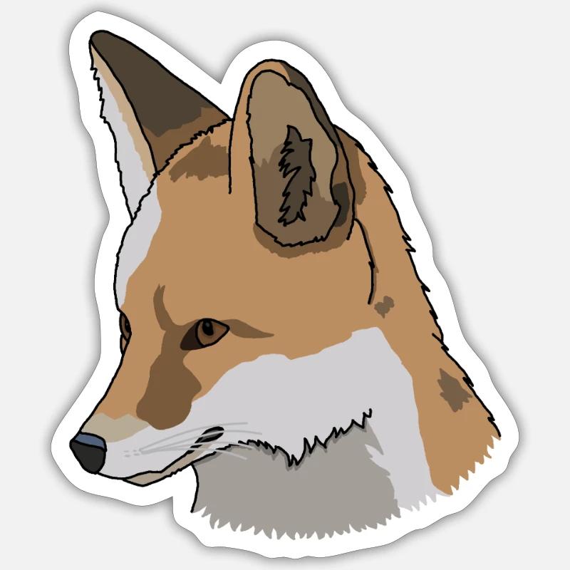 Fox, dessin, idée cadeau - Sticker taille S (10 x 10 cm) - blanc mat