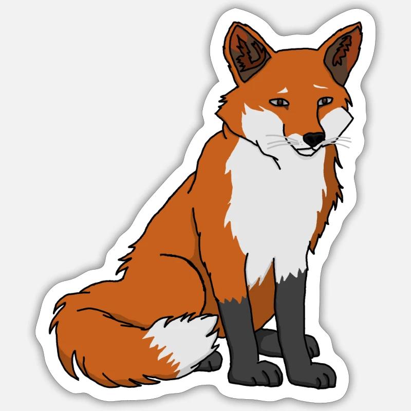 Fox, dessin - Sticker taille S (10 x 10 cm) - blanc mat