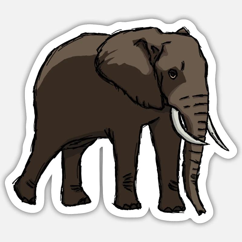 éléphant - Sticker taille S (10 x 10 cm) - blanc mat