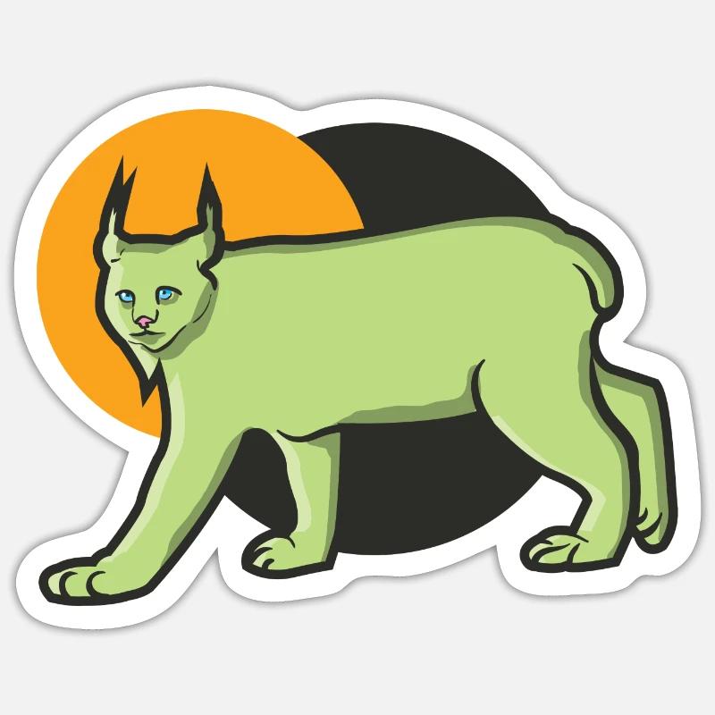 Lynx prédateur dans le désert - Sticker taille S (10 x 10 cm) - blanc mat