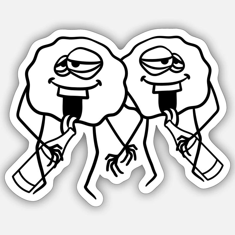 2 friends team couple drinking drinking thirst bottle b Sticker size S (10 x 10 cm)
