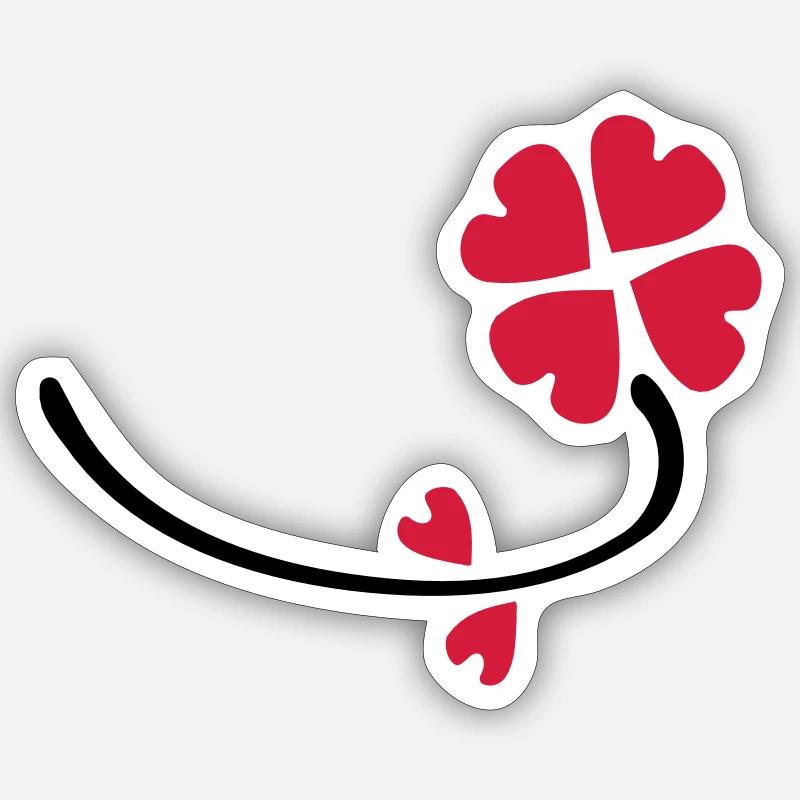 Herzblume - Sticker Größe S (10 x 10 cm) - Mattweiß