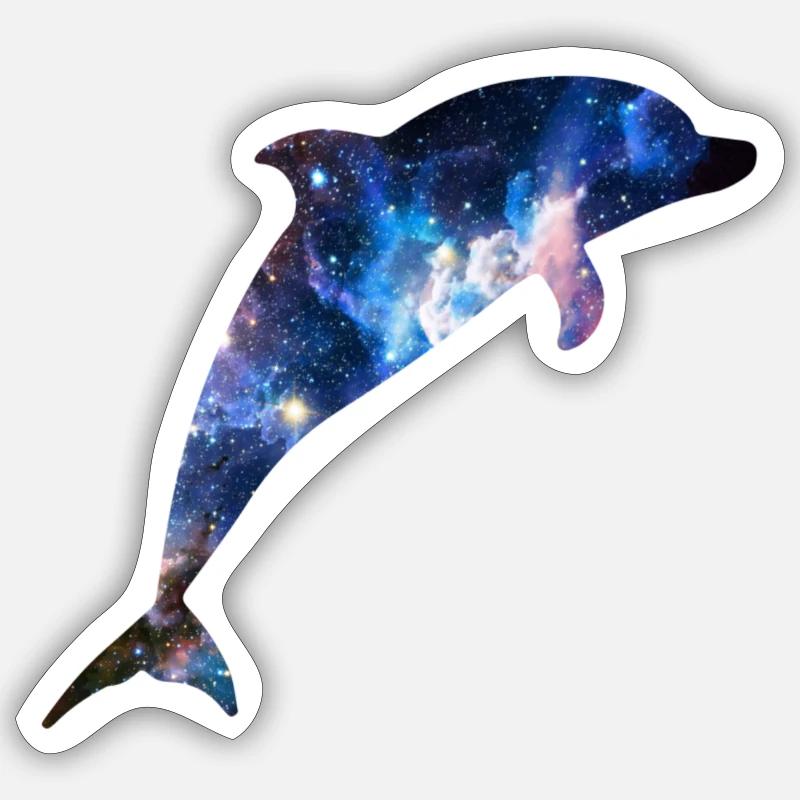 Space Dolphin - Sticker size S (10 x 10 cm) - white matte