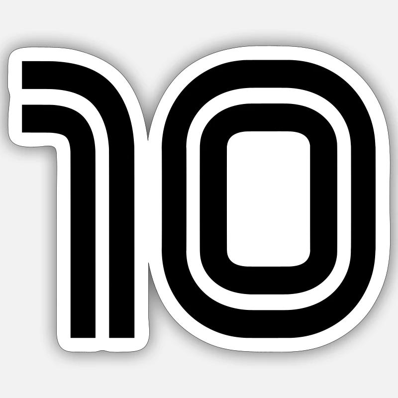 Rückennummer 10 - Sticker Größe S (10 x 10 cm) - Mattweiß