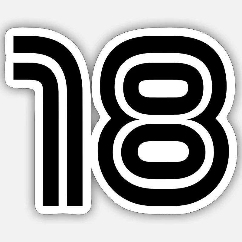 Rückennummer 18 Sticker size S (10 x 10 cm)