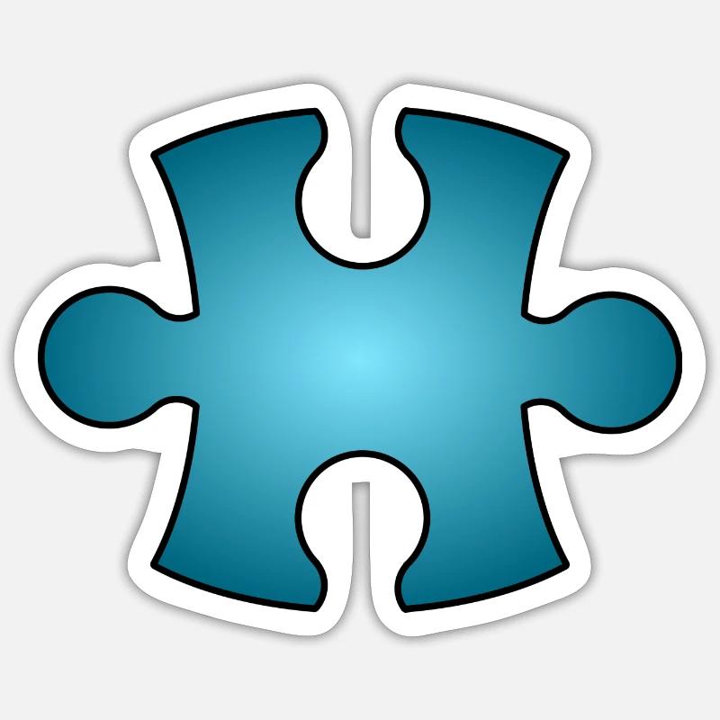 Pièce de puzzle bleu - Sticker taille S (10 x 10 cm) - blanc mat