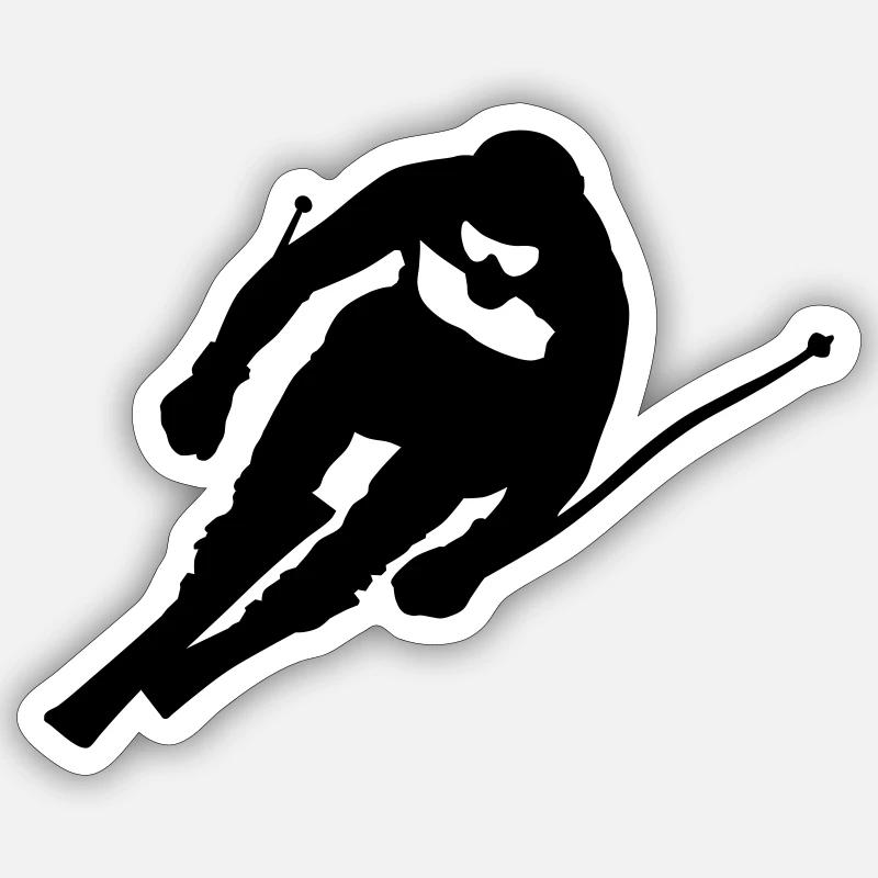 Ski - Sticker Größe S (10 x 10 cm) - Mattweiß