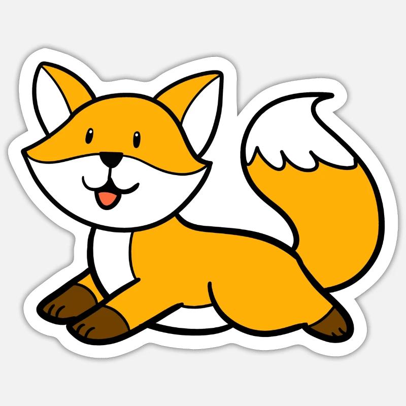 Renard couché - Sticker taille S (10 x 10 cm) - blanc mat
