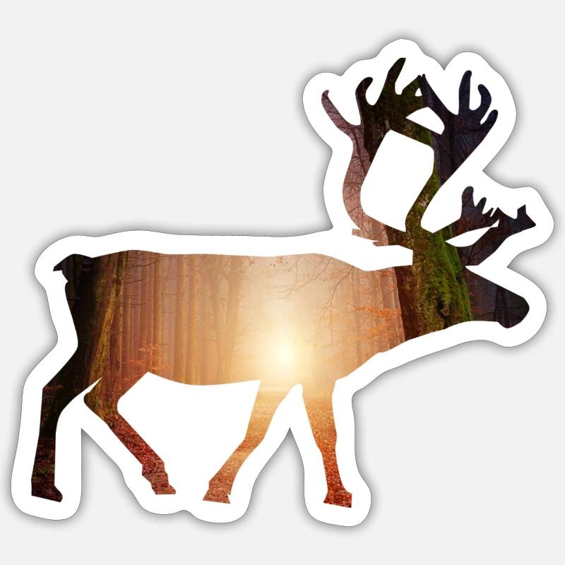 Biche animaux de la forêt - Sticker taille S (10 x 10 cm) - blanc mat