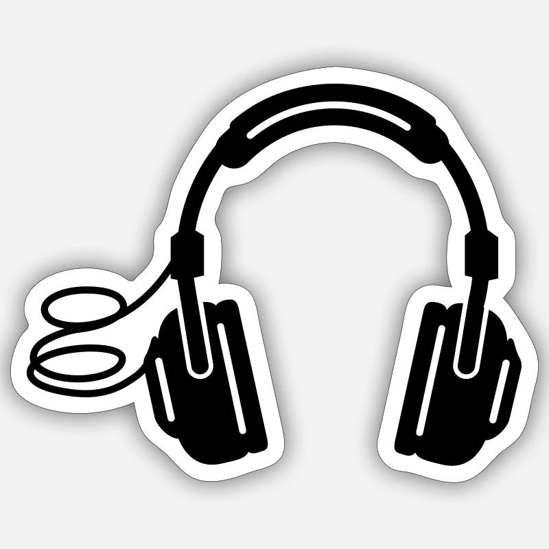 Kopfhörer headphones - Sticker Größe S (10 x 10 cm) - Mattweiß