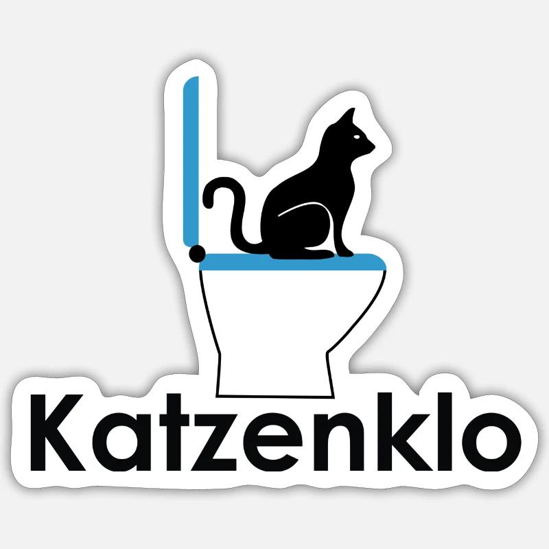 Bac à litière bleu avec écriture Sticker taille S (10 x 10 cm)