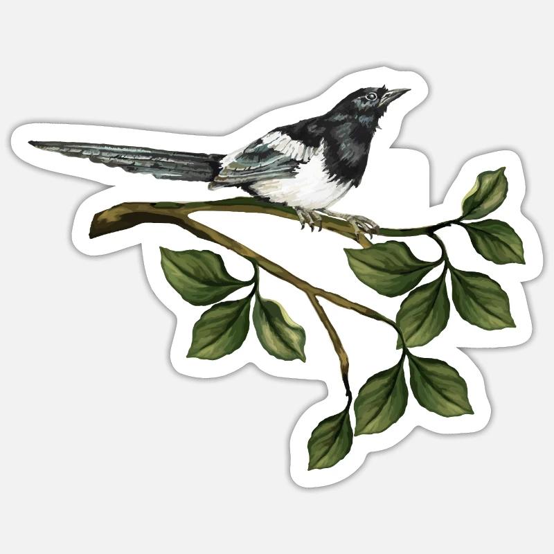 Elster Vogel Sticker Größe S (10 x 10 cm)