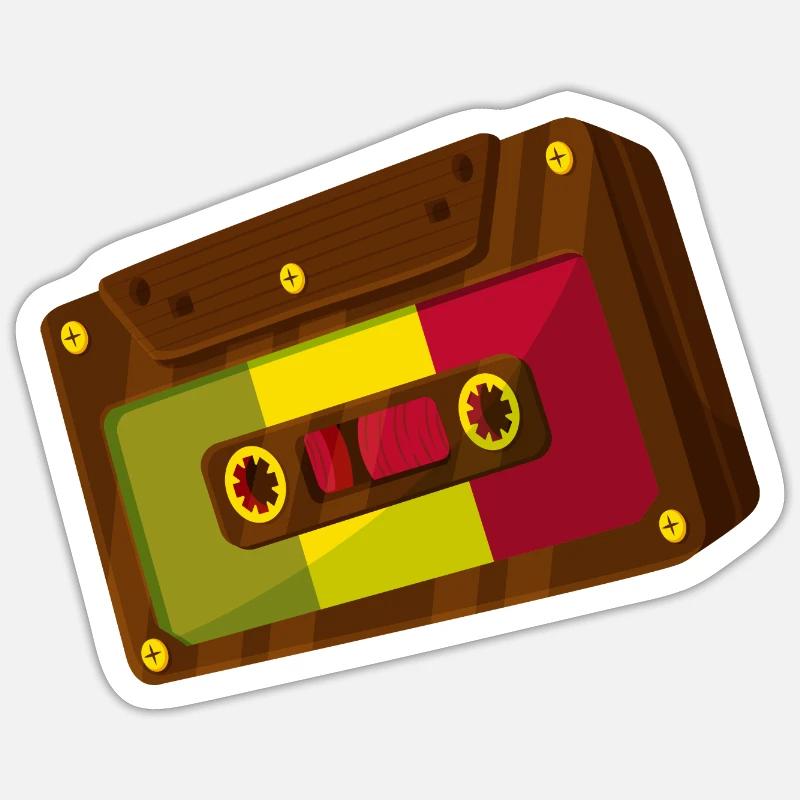 Reggae cassette - Sticker size S (10 x 10 cm) - white matte
