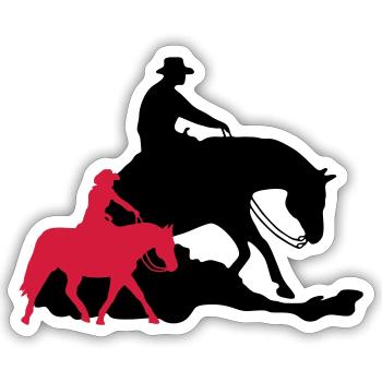 Reining vs Ranch Riding - Sticker taille S (10 x 10 cm) - blanc mat - Devant