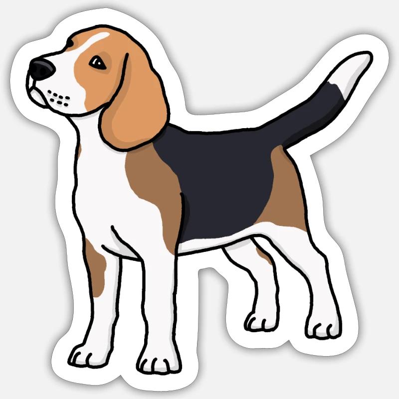 Beagle, Dog, , , Drawing, Comic - Sticker size S (10 x 10 cm) - white matte