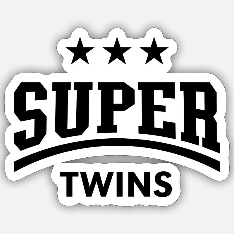 Super Twins - Sticker Größe S (10 x 10 cm) - Mattweiß