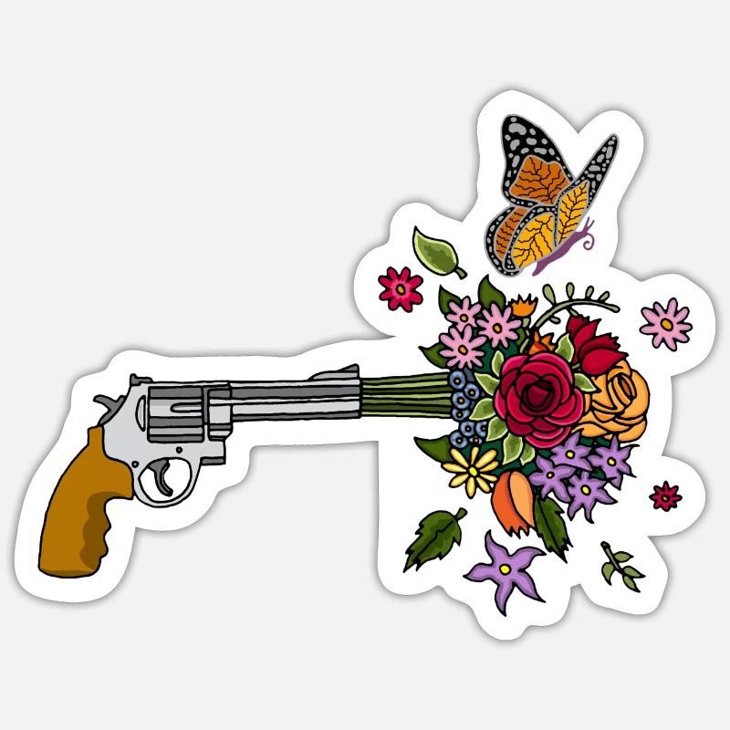Le pistolet de la paix - Sticker taille S (10 x 10 cm) - blanc mat